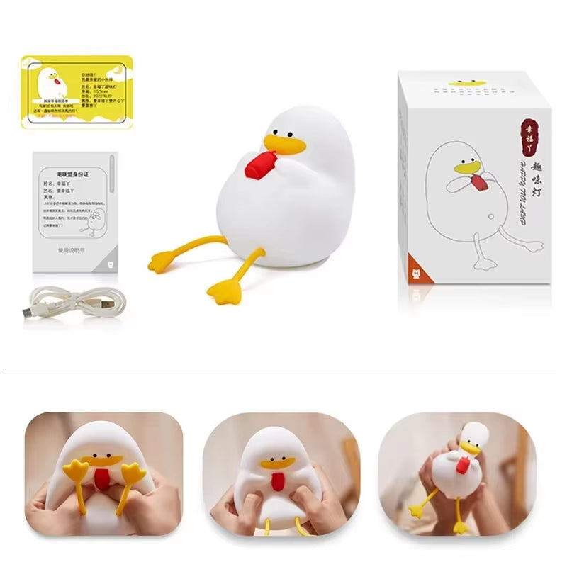 LED Night Light Rechargeable Duck Night Lamp Silicone Dimmable Lamps Bedside Nightlights Room Decor Kids Gift
