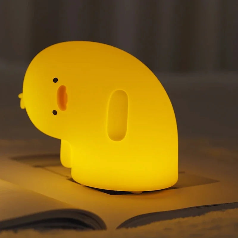 Rechargeable LED Night Light Cute Duck Silicone Patting Lamp Nursery Children Nightlights Home Bedside Room Decor Birthday Gift