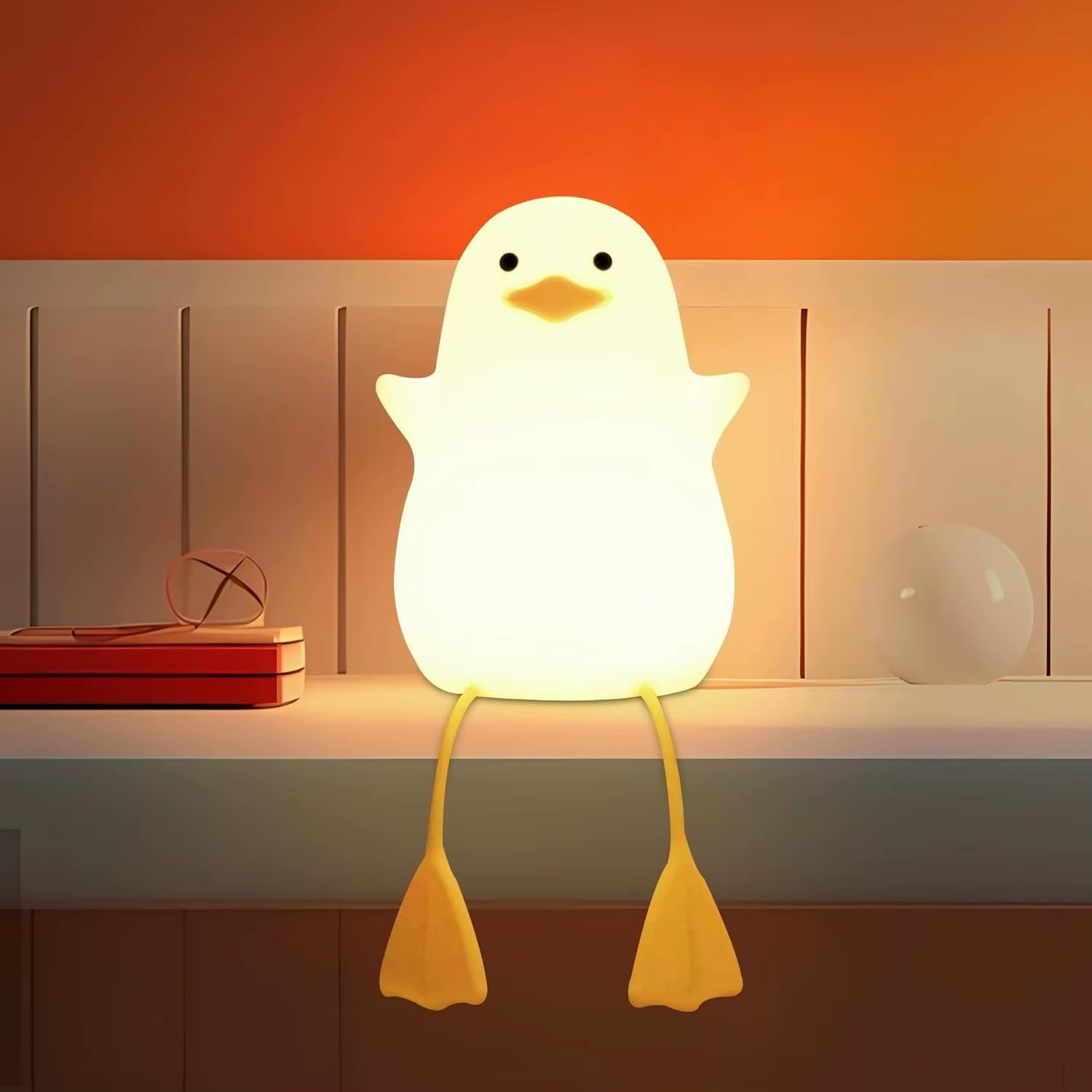 Creative and Fun Duck Silicone Pat Small Night Light Desktop Decoration Atmosphere Light USB Charging Children'S Bedroom Light