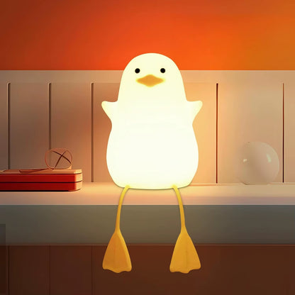 Creative and Fun Duck Silicone Pat Small Night Light Desktop Decoration Atmosphere Light USB Charging Children'S Bedroom Light