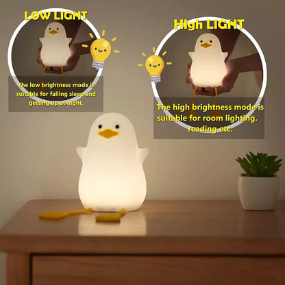 Creative and Fun Duck Silicone Pat Small Night Light Desktop Decoration Atmosphere Light USB Charging Children'S Bedroom Light