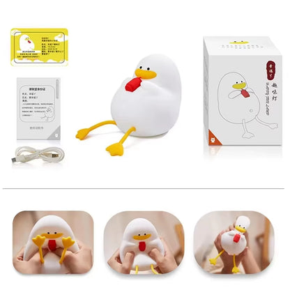 LED Night Light Rechargeable Duck Night Lamp Silicone Dimmable Lamps Bedside Nightlights Room Decor Kids Gift