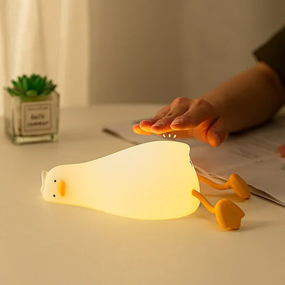 Rechargeable LED Night Light Cute Duck Silicone Patting Lamp Nursery Children Nightlights Home Bedside Room Decor Birthday Gift