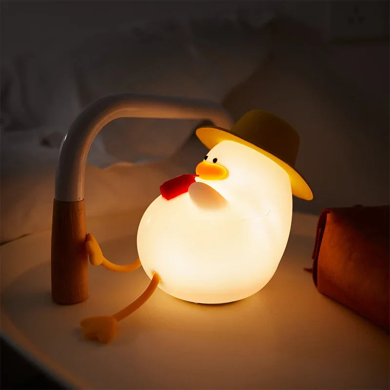 Rechargeable LED Night Light Cute Duck Silicone Patting Lamp Nursery Children Nightlights Home Bedside Room Decor Birthday Gift