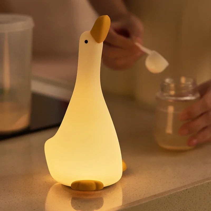 Rechargeable LED Night Light Cute Duck Silicone Patting Lamp Nursery Children Nightlights Home Bedside Room Decor Birthday Gift