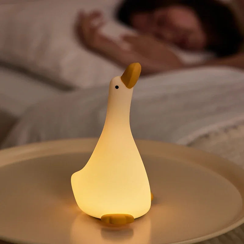Rechargeable LED Night Light Cute Duck Silicone Patting Lamp Nursery Children Nightlights Home Bedside Room Decor Birthday Gift