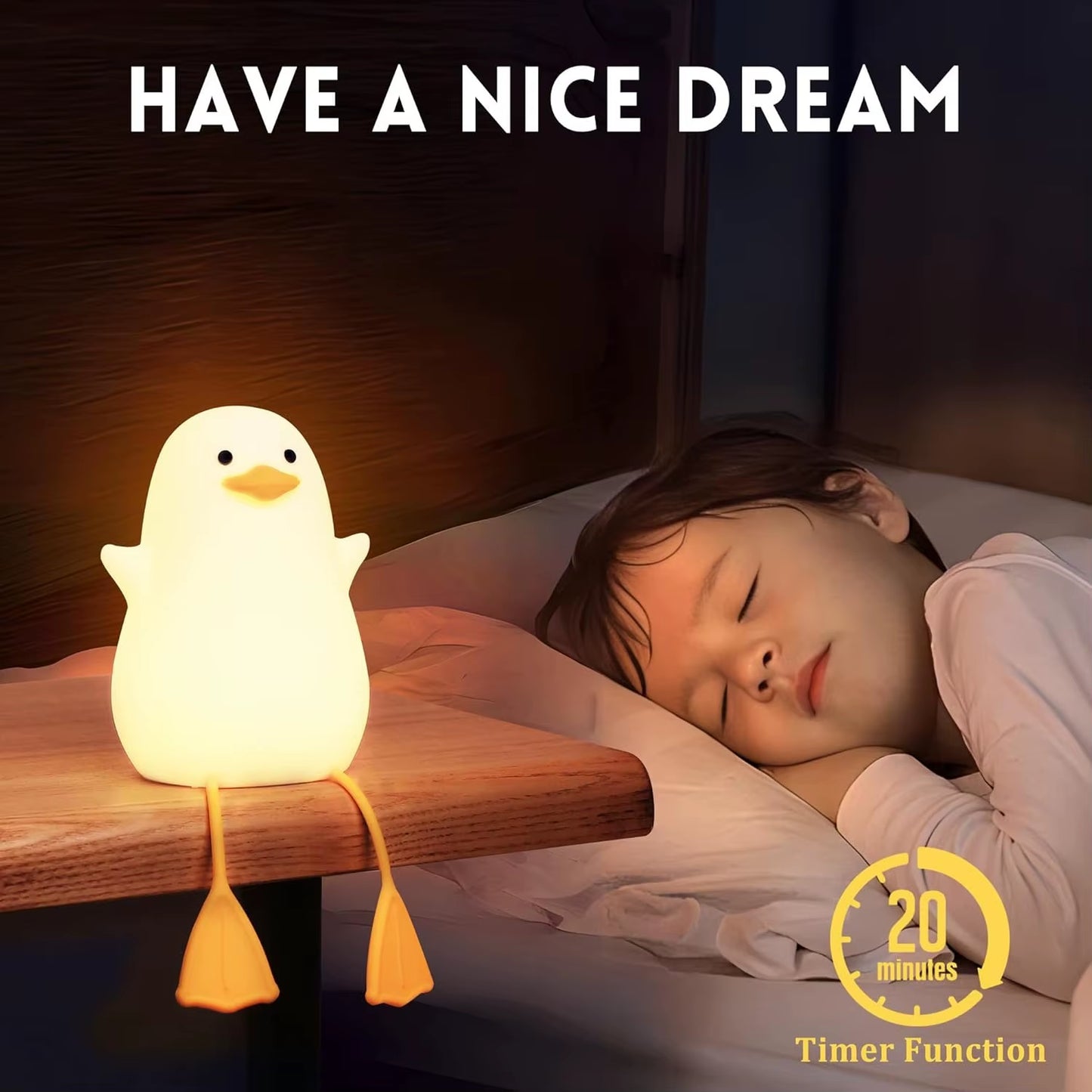 Creative and Fun Duck Silicone Pat Small Night Light Desktop Decoration Atmosphere Light USB Charging Children'S Bedroom Light