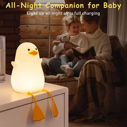 Creative and Fun Duck Silicone Pat Small Night Light Desktop Decoration Atmosphere Light USB Charging Children'S Bedroom Light