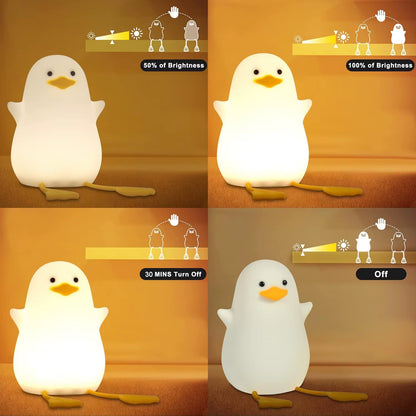 Creative and Fun Duck Silicone Pat Small Night Light Desktop Decoration Atmosphere Light USB Charging Children'S Bedroom Light